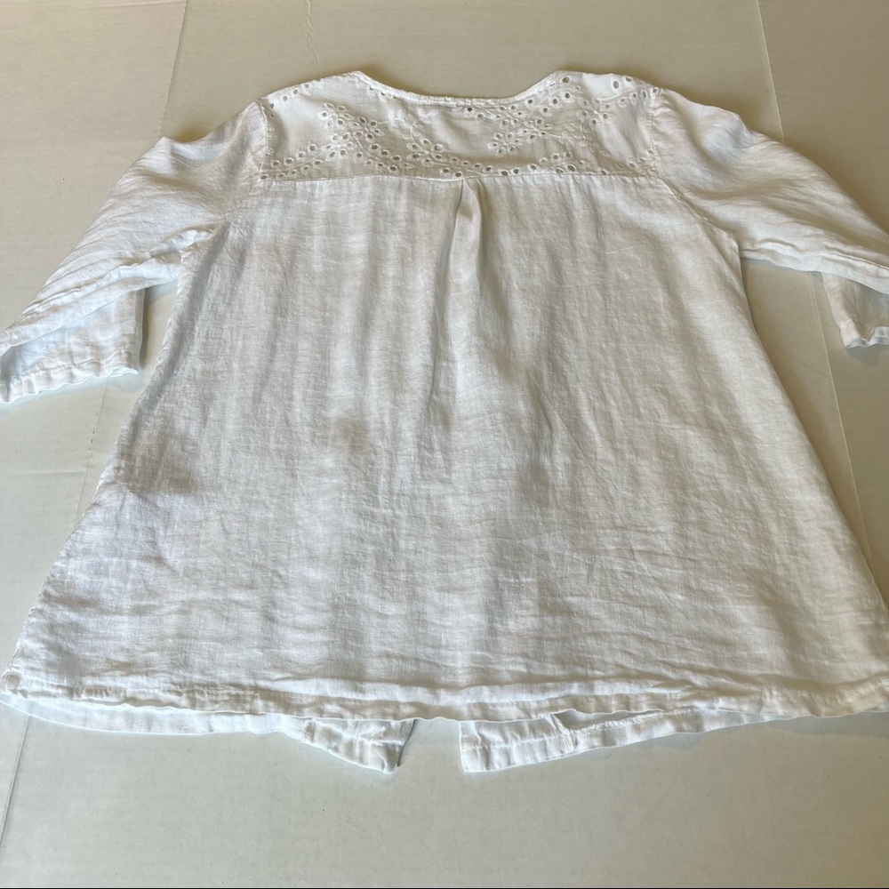 Lungo L’arno made in Italy women’s 100% Linen 3/4 sleeve top, M, white - Picture 9 of 11